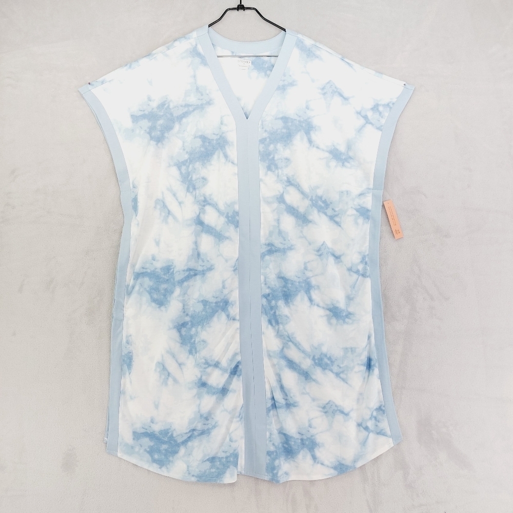 New Uncover Blue/White Tie Dye V-Neck Sleeveless Tunic Top P2485